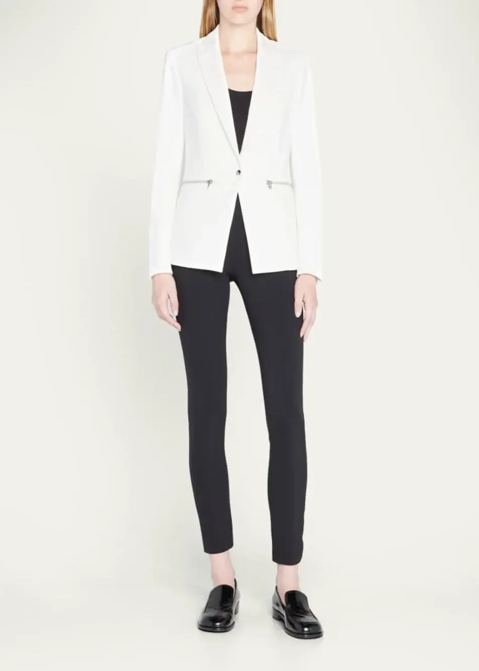 VERONICA BEARD White Bi-Stretch Notched Collar Single Snap Jacket Size 2